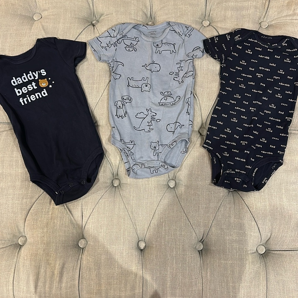 Carter's Blue and Gray Bodysuit Set Soft Cotton One Pieces